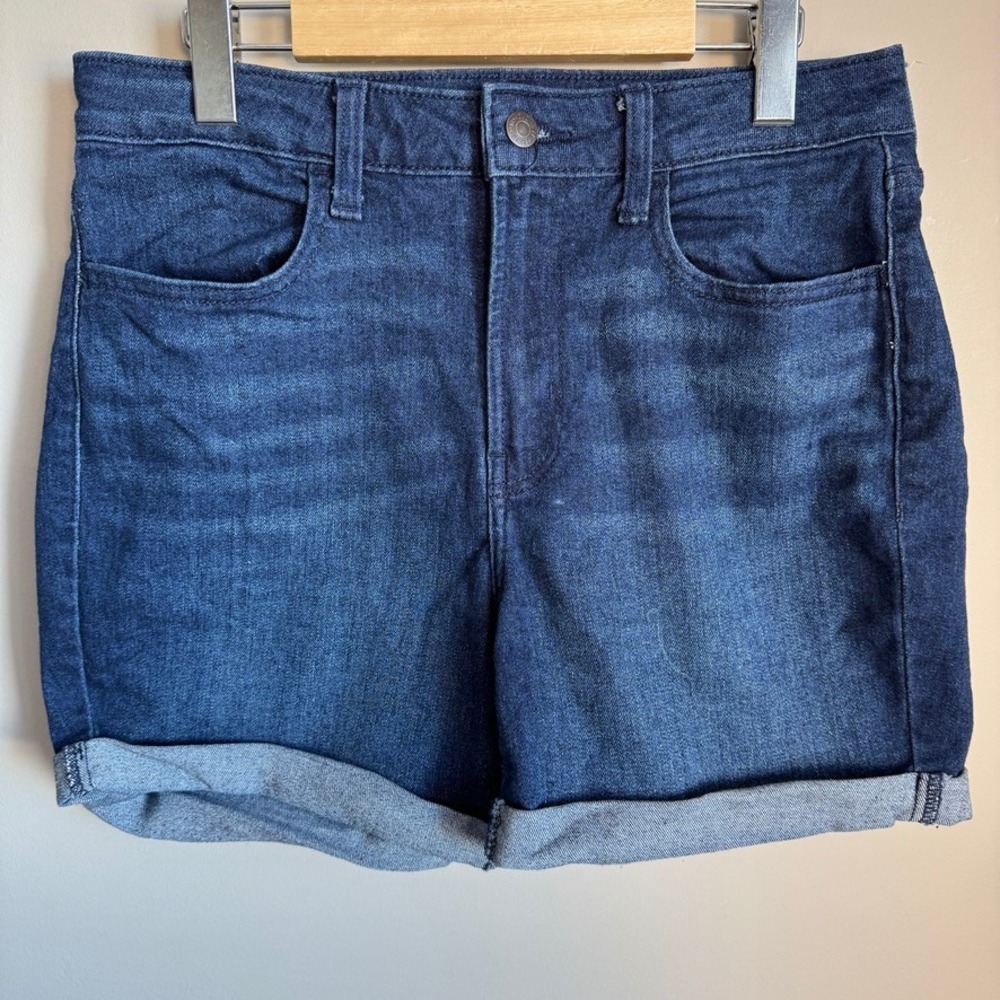 Old Navy High-Rise Wow Dark Wash Cuffed Denim Jean Shorts Womens Size 6 Blue